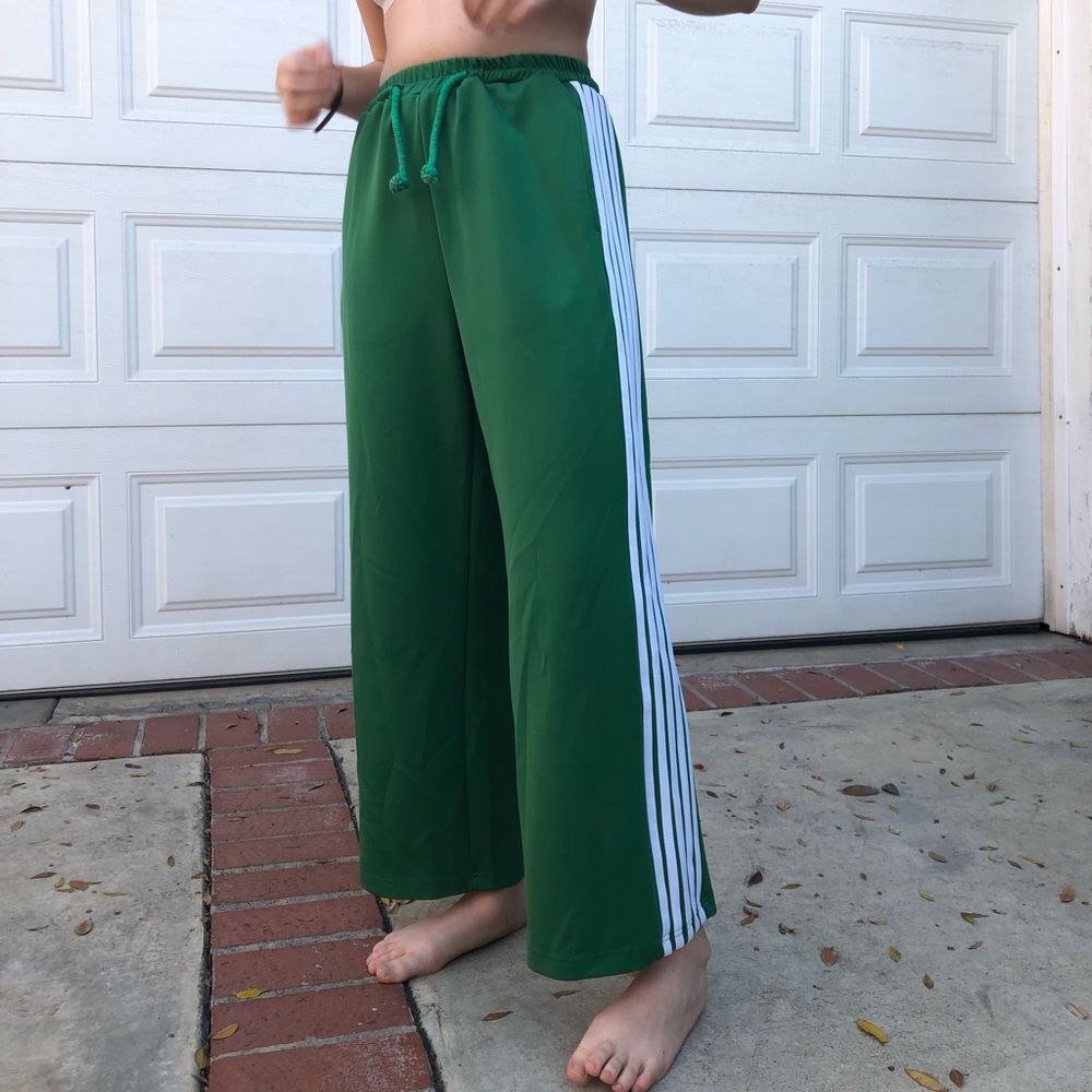 Green Wide Legged Athletic Pants